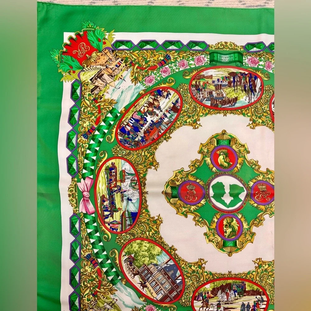 HERMES Vintage Rare Collectors “L’Entente Cordiale” Multicolor 100% Silk Scarf